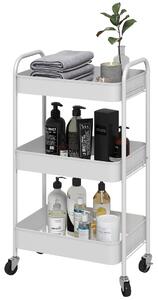 Carrello da Cucina a 3 Livelli con Maniglie e 4 Rotelle 45x30,6x79 cm in Acciaio Bianco
