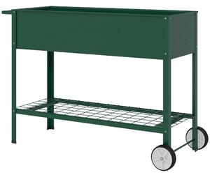 Fioriera da Esterno con Mensola Inferiore Portautensili 109x44x80 cm in Metallo Verde