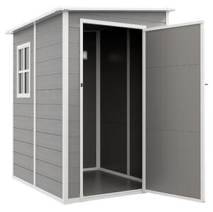 Casetta da Giardino con Finestra e Doppia Porta 122x149x192 cm in Alluminio e PP Grigio
