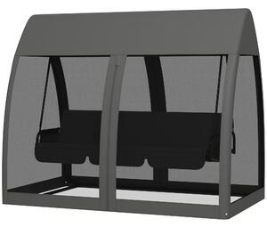Dondolo da Giardino 2 in 1 Convertibile in Letto 240x140x197 cm con Cuscini e Zanzariera Grigio