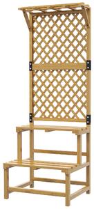 Fioriera con Grigliato a 2 Livelli con Tetto e Ripiani a Doghe 60x50x166 cm in Legno di Abete