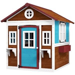 Casetta per Bambini 3-8 Anni 114x126,4x135 cm con Tetto Inclinabile Vasi e Fioriere in Legno di Abete