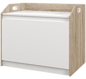 Cassapanca Moderna con Schienale e Vano Contenitore 62,4x40x51,5 cm in Legno Bianco