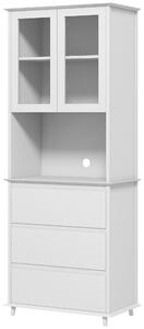 Dispensa Cucina Alta con Armadietto a 2 Livelli e 3 Cassetti 68x38x172 cm in MDF Bianco