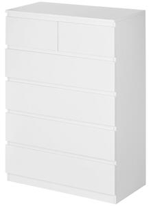 Cassettiera 6 Cassetti con Design Antiribaltamento 80x39x115 cm in Truciolato Bianco