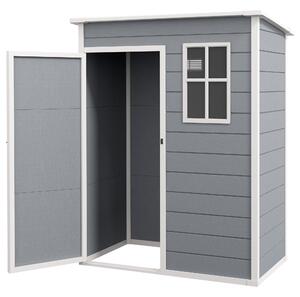 Casetta da Giardino Porta Attrezzi 151x92x193/184 cm con Porta Bloccabile Finestra e Presa d'Aria Grigio