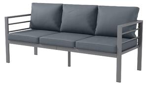Divano da Giardino 3 Posti con Cuscini per Seduta e Schienale 185x66x64 cm in Alluminio Grigio