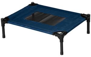 Lettino per Cani Rialzato con Seduta Traspirante 61x46x18 cm in Acciaio e Tessuto Marrone e Nero