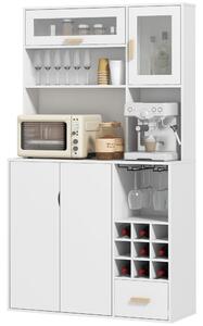 Mobile Dispensa con Portabottiglie 100x38x172 cm in Truciolato e Legno Bianco