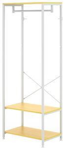 Mobile Appendiabiti 2 in 1 con Ripiano a 2 Livelli 60x40x167,5 cm in Acciaio e Truciolato Bianco e legno naturale