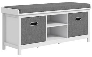 Panca Scarpiera con Ripiano Regolabile a 3 Livelli e 2 Cassetti 105x35x47 cm in Truciolato Bianca e Grigia