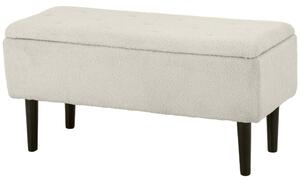 Panca Fondoletto con Vano Contenitore da 47L 95x38x45 cm Rivestimento Bouclé Beige