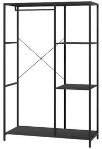 Mobile da Ingresso con Appendiabiti da Terra e Scarpiera 110x45x169,5 cm in Acciaio e Truciolato Nero