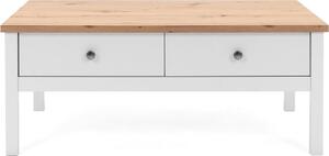 Calicosy - Tavolino 2 cassetti L100 cm - Decorazione bianco e legno