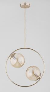 Lampada a sospensione moderna con anello dorato e due sfere dorate ADINO 2xE14 10W ALF62439 Alfa