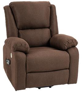 Poltrona Alzapersona Elettrica Reclinabile con Poggiapiedi 1 Motore 87x92x105 cm in Tessuto Effetto Lino Caffè