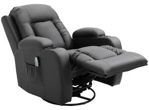 Poltrona Relax Elettrica Massaggiante e Riscaldata 1 Motore 85x94x104 cm in Similpelle Nera