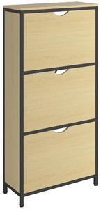 Scarpiera Slim con 3 Cassetti per 18 Paia di Scarpe 60x24x124 cm Ripiani Regolabili Rovere