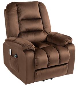Poltrona Alzapersona Elettrica Massaggiante e Riscaldata 1 Motore 85x94x107 cm in Velluto Marrone