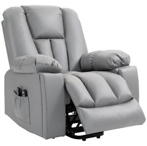 Poltrona Alzapersona Elettrica Massaggiante a 8 Punti 1 Motore 94x96x106 cm in Microfibra Grigio