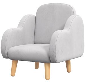 Poltrona per Bambini fino a 3 Anni con Braccioli a Nuvola 46x51x55 cm in Tessuto Grigio