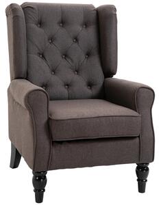 Poltrona per Salotto in Stile Francese con Seduta Imbottita e Cuscini 74x86x102 cm in Poliestere Marrone