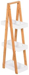 Scaffale Bagno 3 Ripiani 30x18x81 cm in MDF e Bambù Legno e Grigio
