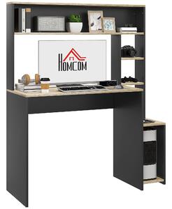 Scrivania Moderna con Ripiani e Supporto per CPU 114x45x138 cm in Legno Grigio e Legno Naturale