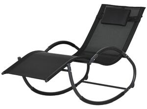 Sedia Sdraio a Dondolo Zero-Gravity da Esterno Impermeabile 155x61x88 cm con Poggiatesta Nero