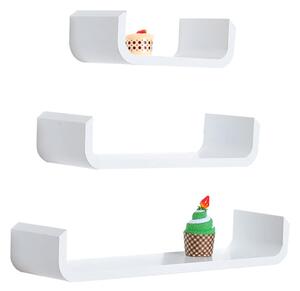 Set 3 Mensole da Parete per Casa e Ufficio in MDF Bianco