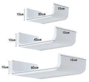 Set 3 Mensole da Parete per Casa e Ufficio in MDF Bianco