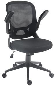 Sedia Poltrona Operativa da Ufficio 59x58x96-106 cm con Braccioli Ribaltabili e Tessuto a Rete Nero