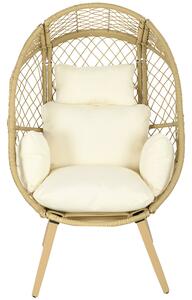 Sedia da Giardino a Uovo con Seduta Imbottita e Poggiatesta 88x85x143 cm in Rattan PE e Acciaio