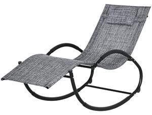 Sedia Sdraio a Dondolo Zero-Gravity da Esterno Impermeabile 155x61x88 cm con Poggiatesta Grigio