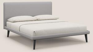 Noel letto minimal scandinavo con piedi in mogano e tessuto fiammato i