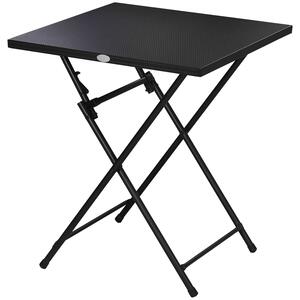 Tavolino da Esterni Pieghevole con Piedini Antiscivolo 60x60x71 cm in Acciaio Nero