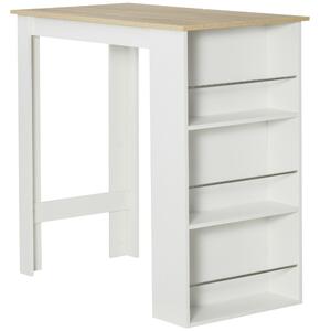 Tavolo da Bar con 3 Mensole e Barre Protettive 112x57x106 cm in Acciaio e Truciolato Bianco