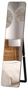 Specchio da Terra e da Parete 37x43x156 cm con Struttura in Legno e Supporto Pieghevole Nero