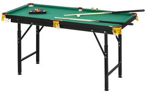 Tavolo da Biliardo ad Altezza Regolabile con Accessori 140x60x55-75 cm in MDF e Acciaio Verde