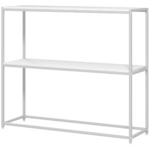 Tavolo Consolle da Ingresso con Ripiano Aperto 100x30x87 cm in Acciaio e Truciolato Bianco