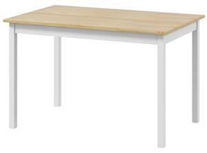 Tavolo da Pranzo 4 Posti con Piedini Antiscivolo 120x75x75 cm in Legno di Pino Naturale e Bianco