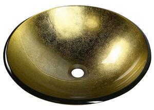 Sapho Beauty - Lavabo da appoggio, diametro 420 mm, vetro/oro 2501-22