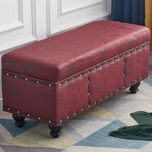 Cassapanca Contenitore Ecopelle Divano Panca Pouf Contenitore 80x43 cm Bordeaux