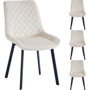 Set 4 Sedie da Pranzo Rivestimento Velluto Beige Sedia Ufficio Casa Ergonomica