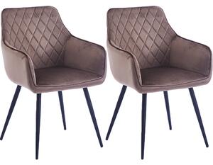 Set 2 Sedie da Pranzo in Velluto Marrone Ergonomica Poltrona Sedia Ufficio Casa
