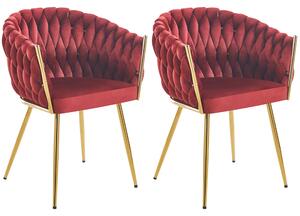 Set 2 Sedie per Sala da Pranzo e Ufficio in Velluto Rosso Scuro Sedia Ergonomica