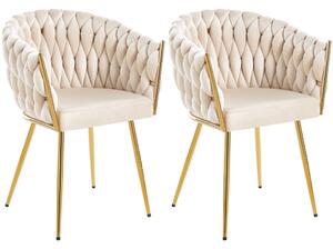 Set 2 Sedie per Sala da Pranzo e Ufficio in Velluto Beige Sedia Ergonomica