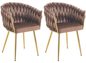 Set 2 Sedie per Sala da Pranzo e Ufficio in Velluto Marrone Sedia Ergonomica