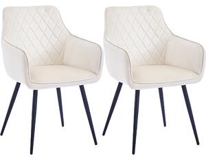 Set 2 Sedie da Pranzo in Velluto Beige Ergonomica Poltrona Sedia da Ufficio Casa
