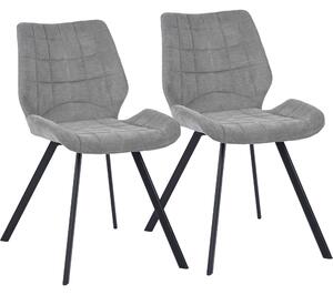 Set 2 Sedie per Sala da Pranzo Tessuto Seduta Ergonomica Colore Grigio